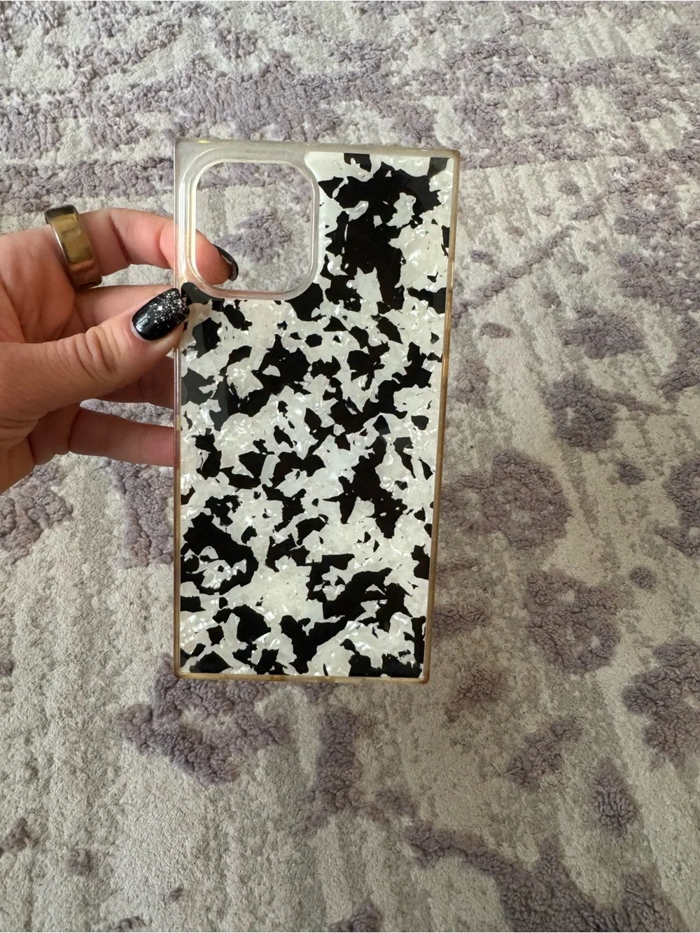 Flaunt Black and White Shell SQUARE iPhone Case - iPhone 12 Pro Max